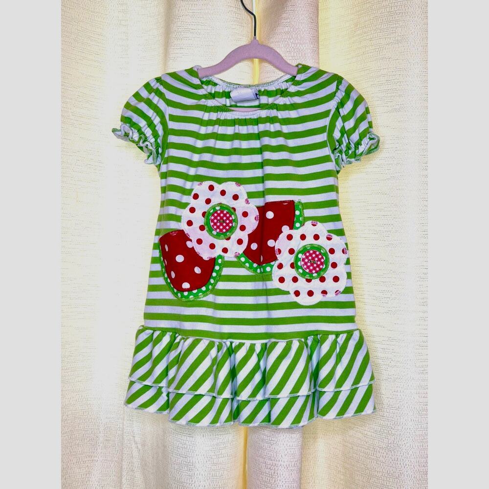 The Bailey Boys size 2T green and white stripe watermelon and flowers top